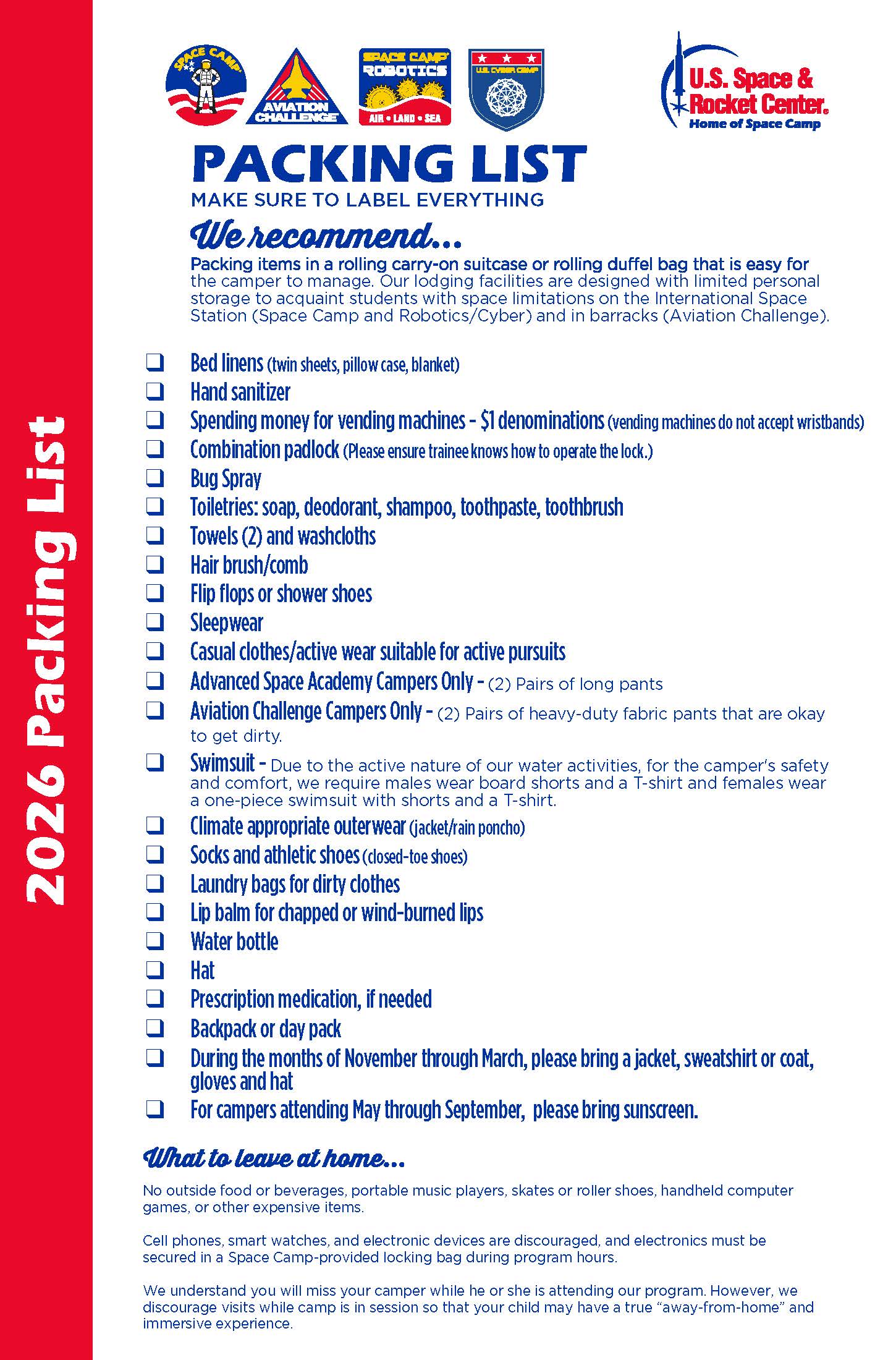 2026 Packing List